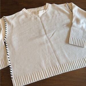 Women's Cream Sweater with Black Accents